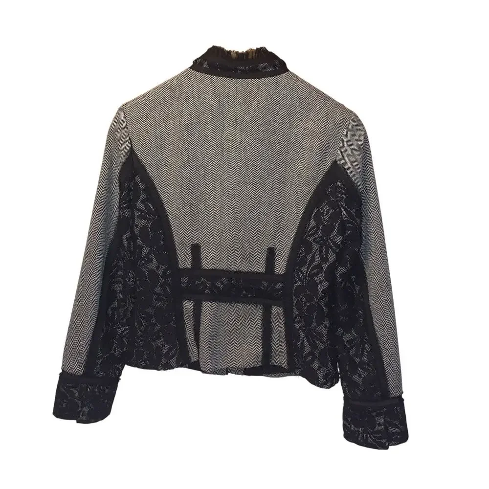 WHBM Women’s Herringbone Sequin Lace Blazer Jacket Size 4 EUC